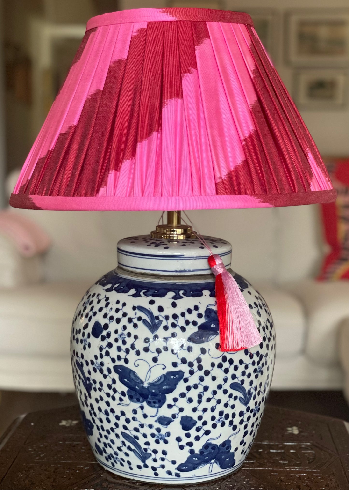 Butterfly Polkadot Ginger Jar Lamp