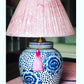 rose ponk woodblock shade with peony polkadot base 